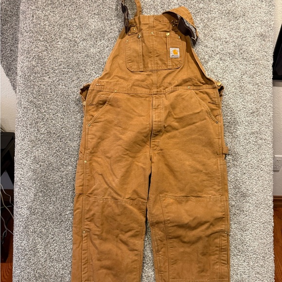 Carhartt Other - Carhartt Quilted Insulated Duck Bib Overalls Mens 40x32 Double Knee R02 BRN USA*